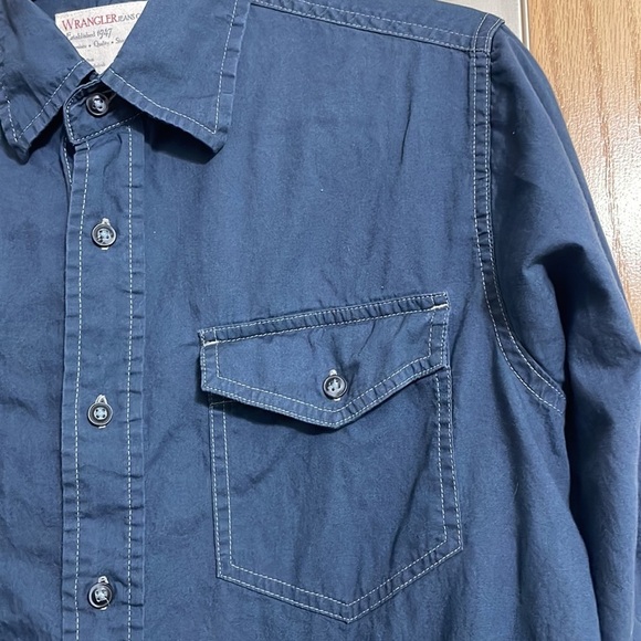 Wrangler button up long sleeve blue Western shirt size Small 2 chest pockets - Picture 5 of 9
